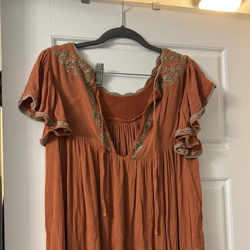 Embroidered Rust Dress - Picture 2 of 4